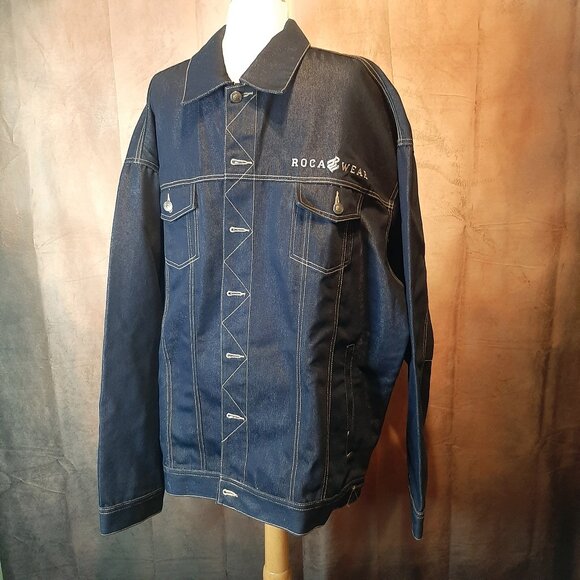 Rocawear Jacket XXL Dark Blue Denim Hip Hop Urban Streetwear vintage 2000 Y2K - Picture 1 of 7